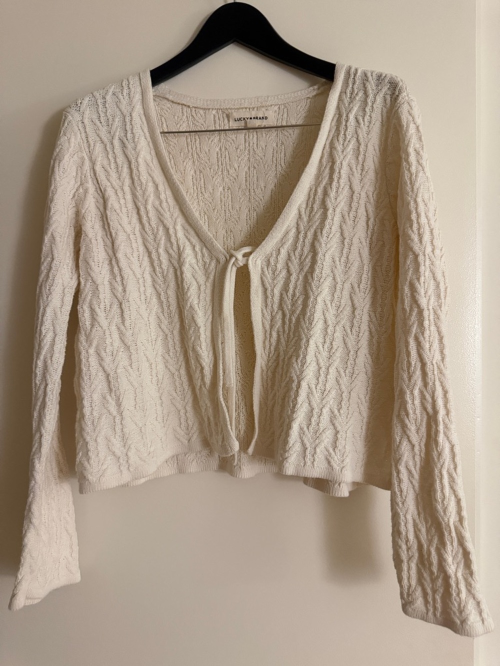 Lucky Brand Ivory Knit Tie-Front Sweater